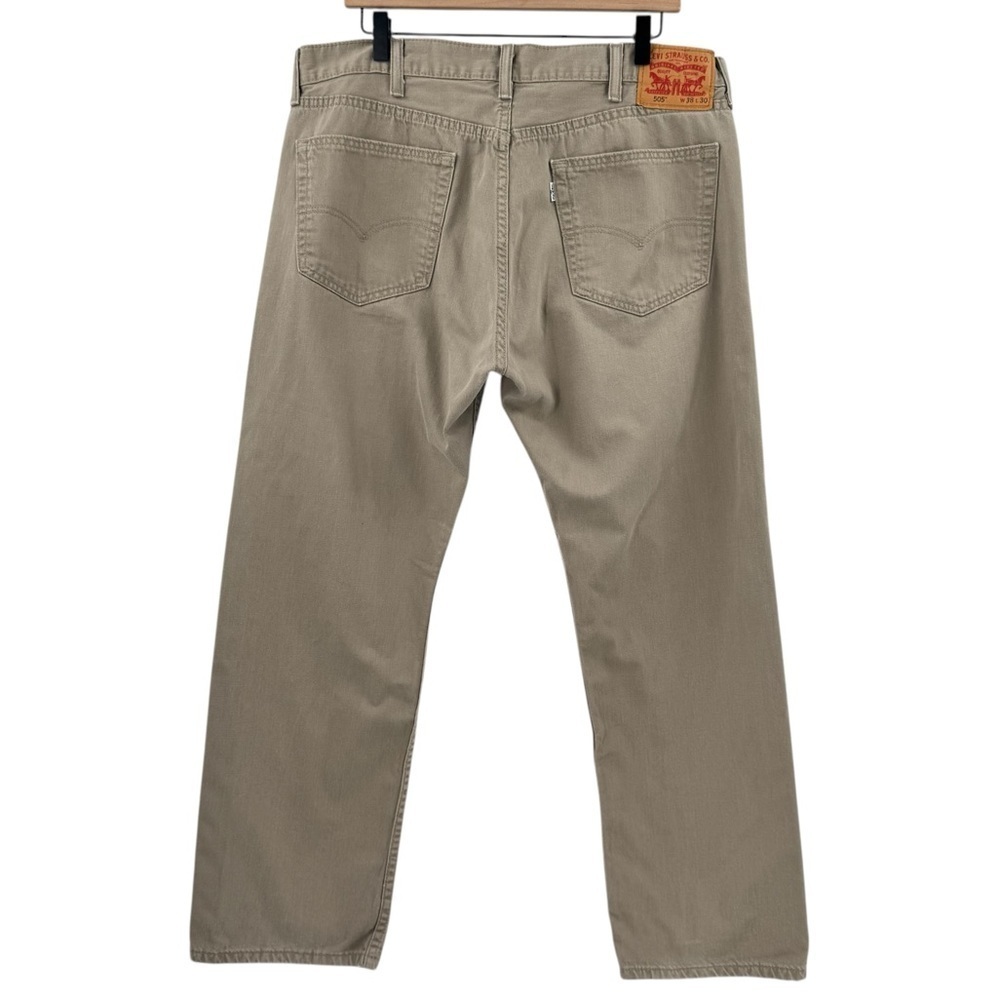 Levi's 505 Jeans Straight Leg 100% Cotton TAN Beige Denim | 38 x 30 36" Waist - Picture 6 of 11